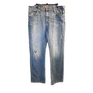 Buckle Mens Jeans 38x32 BKE Seth Denim Stretch Fade Loose Fit Light Whiskers BKE